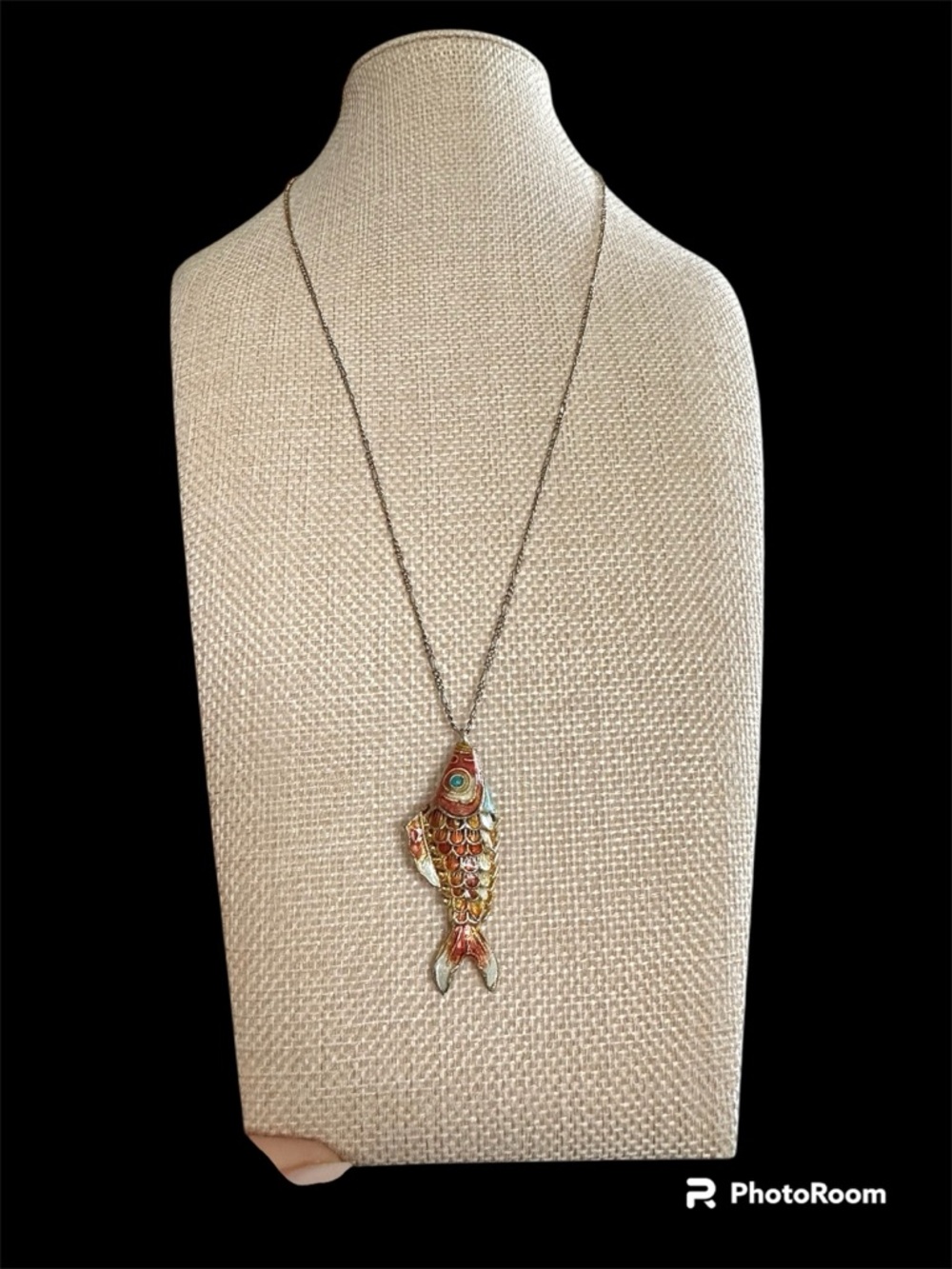 Vintage Chinese Articulated Cloisonné Koi Fish Pendant - Picture 3 of 6
